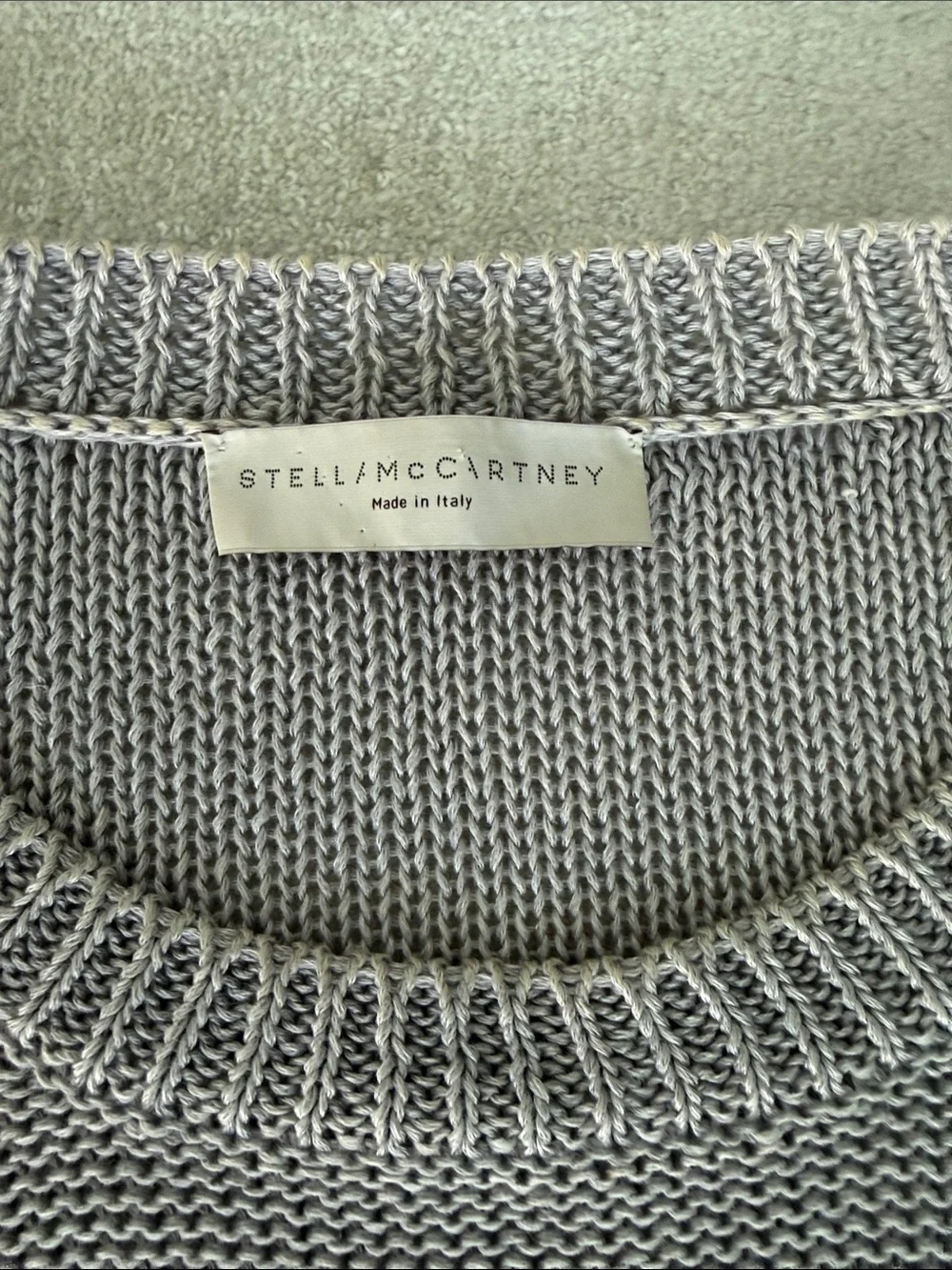 Stella McCarthy Linen Sophisticated Oversized Crewneck Sweater in Light Gray